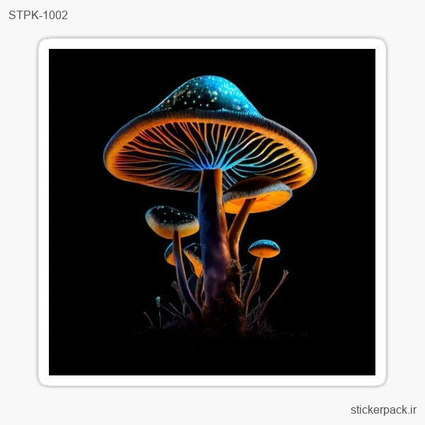 STPK-1002.webp استیکر تکی قارچ با بک گراند مشکی 1002