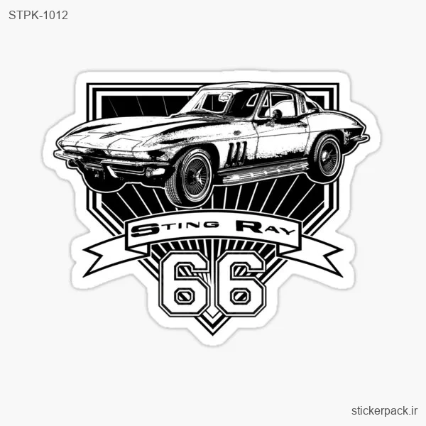 STPK-1012.webp استیکر تکی ماشین سیاه و سفید 66 1012