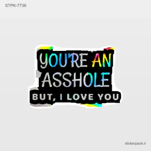 استیکر تکی YOU’RE AN ASSHOLE BUT, I LOVE YOU 10716