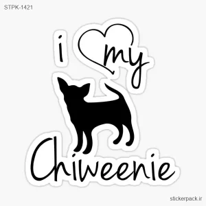 استیکر تکی I love my chiweenie 1421