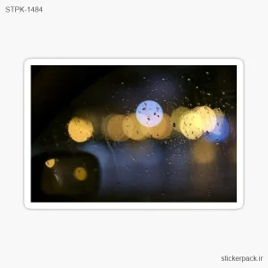 استیکر تکی قطرات بارون روی شیشه 1484