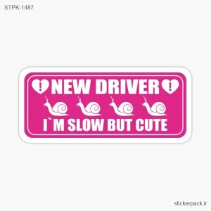 استیکر تکی NEW DRIVER I’M SLOW BUT CUTE 1487