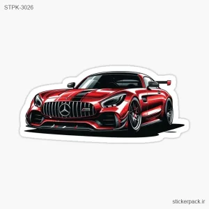 استیکر تکی مرسدس بنز قرمز 3026