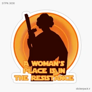 استیکر تکی A WOMAN’S PLACE IS THE RESISTANCE 3030