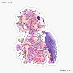 استیکر تکی اسکلت گل 3039