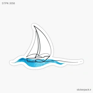 استیکر تکی مینیمال قایق 3058