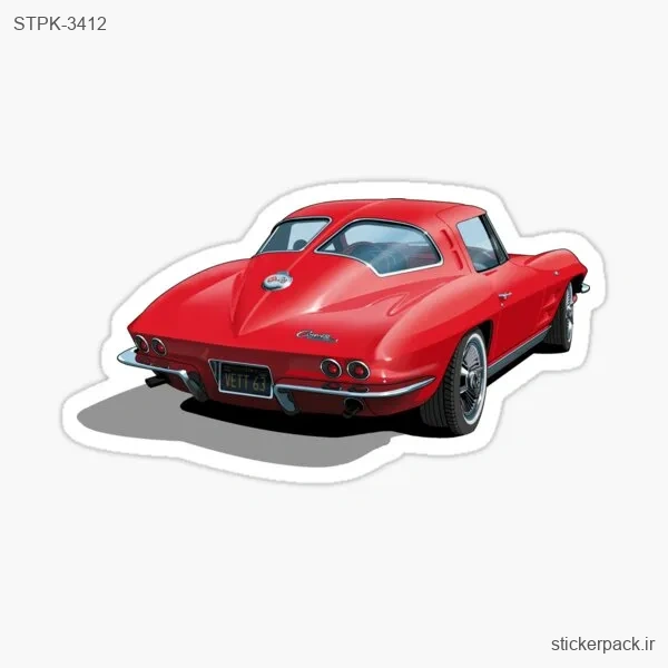 STPK-3412.webp استیکر تکی ماشین قدیمی قرمز 3412